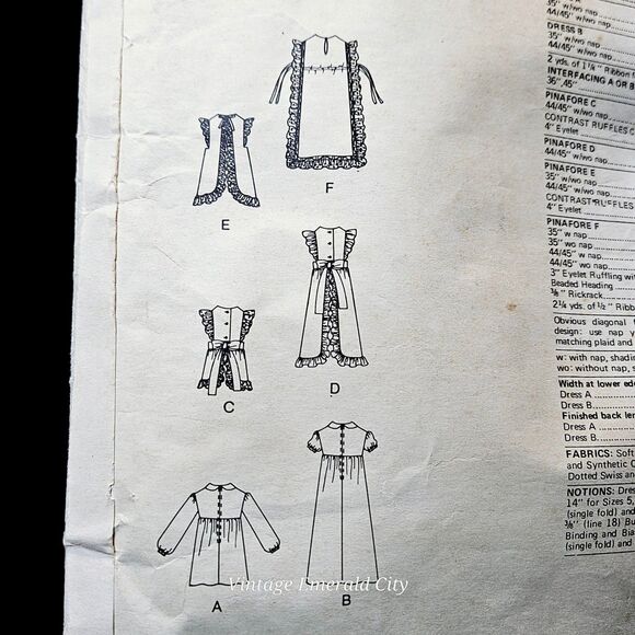 Vintage LITTLE VOGUE 1326 Children's Dress Pinafore Size 3 Some CUT..Not all. - Picture 4 of 6